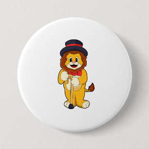 Lion as Gentleman with Pet Ronde Button 7,6 Cm