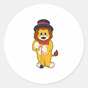 Lion as Gentleman with Pet Ronde Sticker