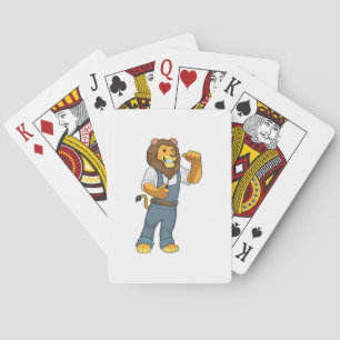 Lion as Handyman Screwdriver Pokerkaarten