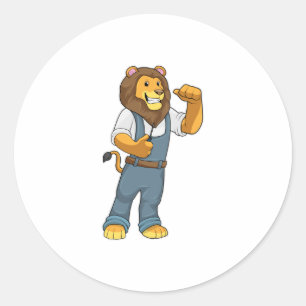 Lion as Handyman Screwdriver Ronde Sticker