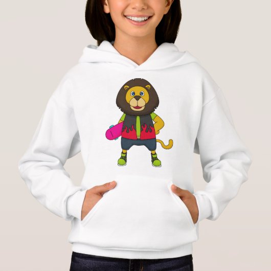 Lion as skater with skateboard (Devant)