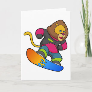 Lion as Snowboarder with Snowboard Kaart