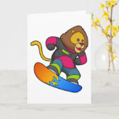 Lion as Snowboarder with Snowboard Kaart (Gele Bloem)