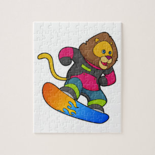 Lion as Snowboarder with Snowboard Legpuzzel