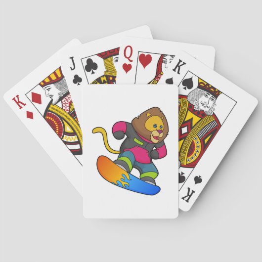 Lion as Snowboarder with Snowboard Pokerkaarten (Achterkant)