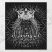 Lion avec monogramme couronne Vin noir Étiquette (Étiquettes simples)