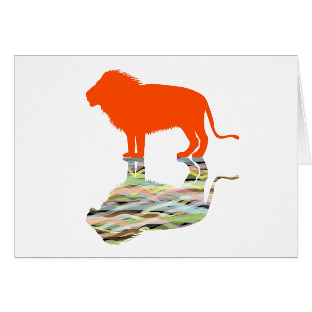 Lion avec réflexion (orange) (Devant horizontal)
