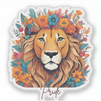 Lion avec un manteau de fleurs Sticker de fierté