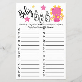 LION BABY ABC BABY SHOWER GAME KAART