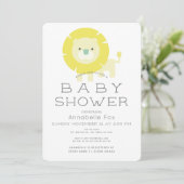 Lion Baby Blue Boy Baby shower Invitation (Debout devant)
