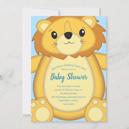 Lion Baby shower Blue Kaart (Voorkant)