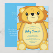 Lion Baby shower Blue Kaart (Voorkant / Achterkant)