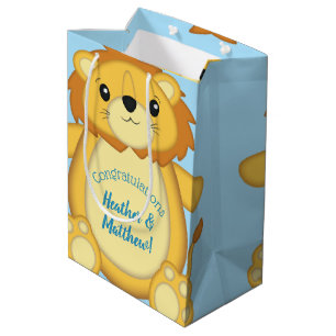 Lion Baby shower Blue Medium Cadeauzakje