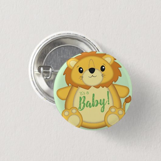 Lion Baby shower Green Ronde Button 3,2 Cm (Voorkant /achterkant)