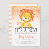 Lion Baby shower Orange Boy Invitation (Devant / Derrière)