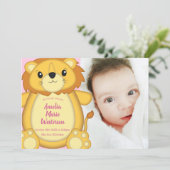 Lion Baby shower Roze Kaart (Staand voorkant)
