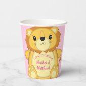 Lion Baby shower Roze Papieren Bekers (Achterkant)