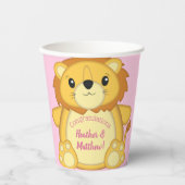 Lion Baby shower Roze Papieren Bekers (Voorkant)