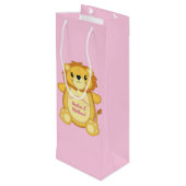 Lion Baby shower Roze Wijn Cadeautas (Achterkant Gekanteld)