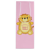 Lion Baby shower Roze Wijn Cadeautas (Voorkant)