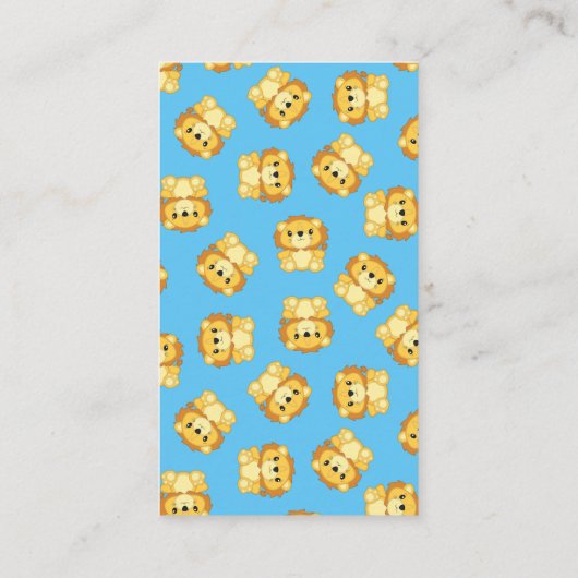 Lion Baby shower Zoo Circus Blue Boy Informatiekaartje (Achterkant)