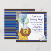 Lion Balloons Boy 3e verjaardag Uitnodiging (Voorkant / Achterkant)