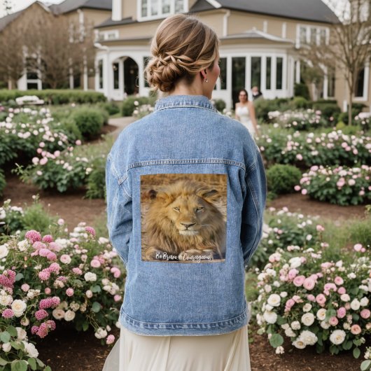 Lion Be Brave & Courageux Denim Blue Jean Jacket (Mariage Retour)