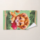 Lion bébé de la jungle au coeur rouge (Serviette à main)