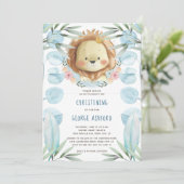 Lion bébé garçon Christening Invitation (Debout devant)