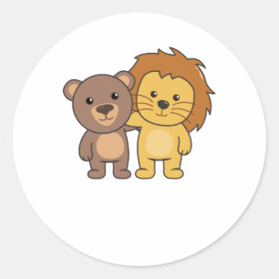 Lion Beer Zoo Cute Animals Cute Kinder Ronde Sticker