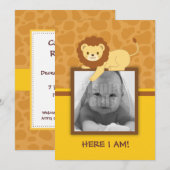 Lion Birth-communicatiekaart Aankondiging (Voorkant / Achterkant)