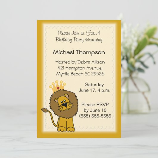 Lion Birthday Invitations Kaart (Staand voorkant)