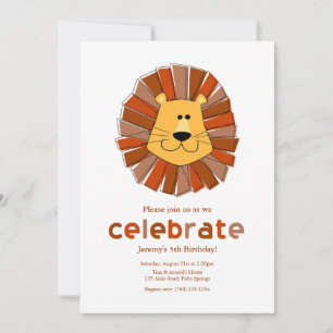 Lion Birthday Invitations Kaart