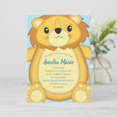 Lion Birthday Party Blue Kaart (Staand voorkant)