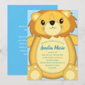Lion Birthday Party Blue Kaart (Voorkant / Achterkant)
