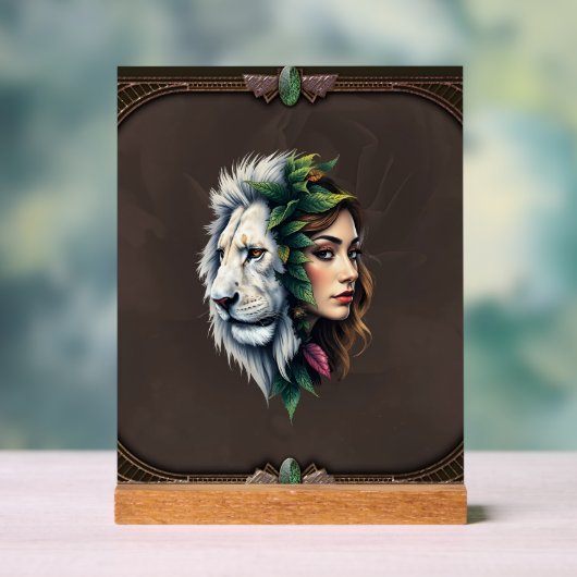 Lion blanc et femme (Neutre)