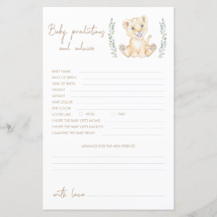 Lion Boy Baby shower voorspellingen en advies Kaar