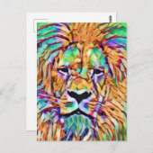 Lion Briefkaart - Levendige kunst (Voorkant / Achterkant)