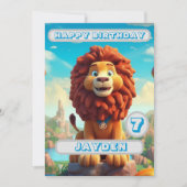 Lion Carte d'anniversaire Personnalisé Enfants Nom (Devant)