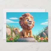 Lion Carte d'anniversaire Personnalisé Enfants Nom (Dos)