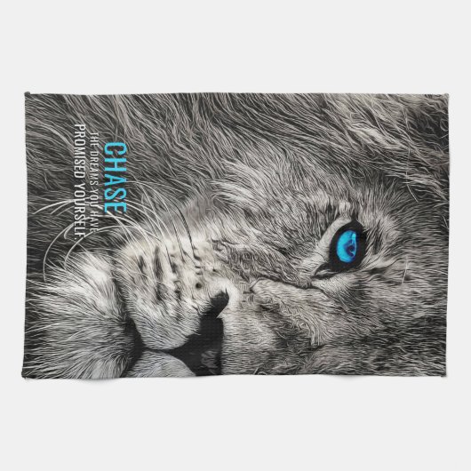 Lion Chase Jouw dromen Theedoek (Horizontaal)