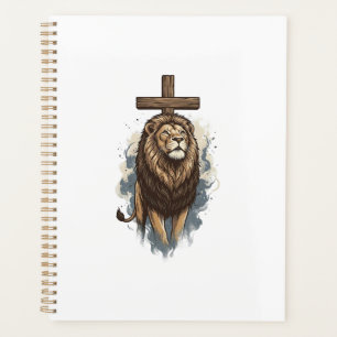 Lion chrétien et croix vintage