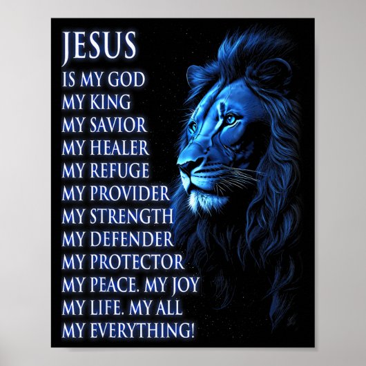 Lion Christian Jesus Is My King, God, Lord, And Sa Poster (Voorkant)