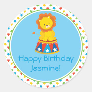 Lion   Circus Thema   Gepersonaliseerd Ronde Sticker