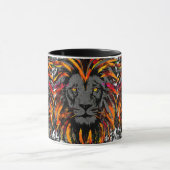 Lion Coffee Mug | Orange Lion Head Illustration (Centre)