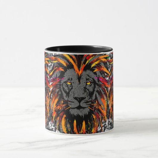 Lion Coffee Mug | Orange Lion Head Illustration (Centre)