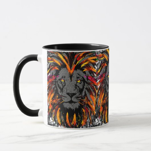 Lion Coffee Mug | Orange Lion Head Illustration (Gauche)