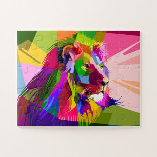 LION COLORFUL POP ART LION JIGSAW PUZZLE LEGPUZZEL