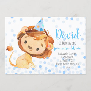 Lion Confetti First Birthday Safari Oerwoud Boy Kaart