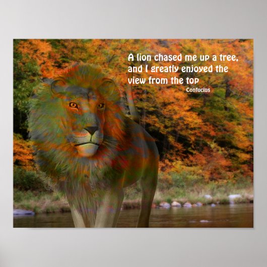 Lion Confucius Inspirerend Quote Poster (Voorkant)